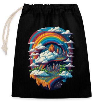 Rainbow City Pride LGBT LGBTQ - Sac cadeau en coton avec cordon (25 x 30 cm) - noir - Devant