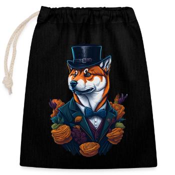 Shiba Inu Hat Crypto Coin Dogecoin Meme Funny - Closable cotton gift bag (25x30cm) - black - Front