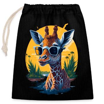 Coole Giraffe - Verschließbarer Geschenkbeutel aus Baumwolle (25x30cm) - Schwarz - Vorne