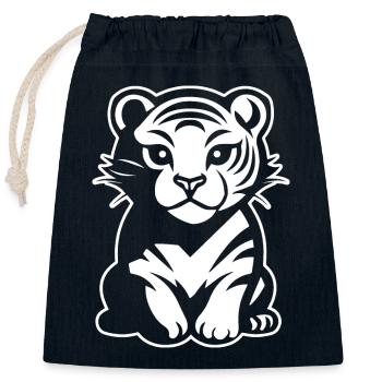 Tigre Big Cat - Sac cadeau en coton avec cordon (25 x 30 cm) - bleu marine - Devant
