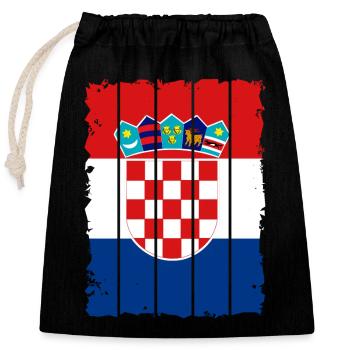 Kroatien Flagge Adria Zagreb Kroatische Fahne - Verschließbarer Geschenkbeutel aus Baumwolle (25x30cm) - Schwarz - Vorne