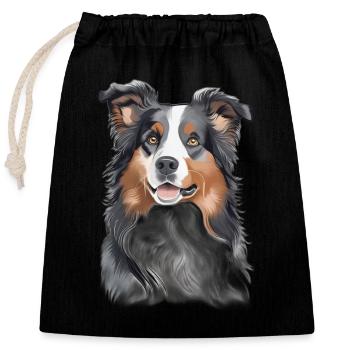 Australischer Schäferhund - Verschließbarer Geschenkbeutel aus Baumwolle (25x30cm) - Schwarz - Vorne