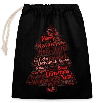 Tannenbaum - Verschließbarer Geschenkbeutel aus Baumwolle (25x30cm) - Schwarz - Vorne