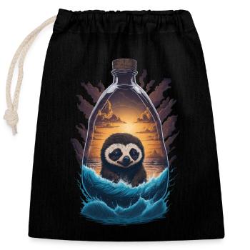 Sloth Bottle - Closable cotton gift bag (25x30cm) - black - Front