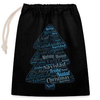 Dicton drôle de Noël - Sac cadeau en coton avec cordon (25 x 30 cm) - noir - Devant