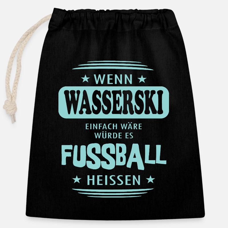 Wenn Wasserski einfach wäre - Verschließbarer Geschenkbeutel aus Baumwolle (25x30cm) - Schwarz