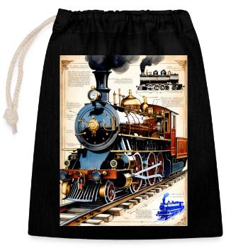 Train #2 - Closable cotton gift bag (25x30cm) - black - Front