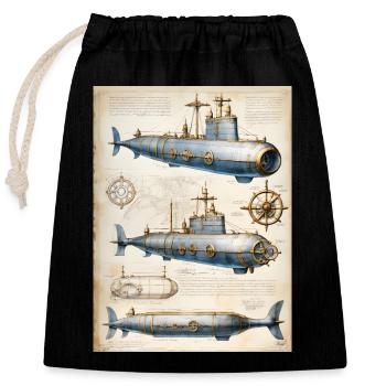 Sous-marin #1 - Sac cadeau en coton avec cordon (25 x 30 cm) - noir - Devant