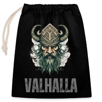 Roi des Vikings - Sac cadeau en coton avec cordon (25 x 30 cm) - noir - Devant