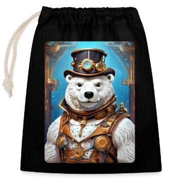 Steampunk Ice Bear 1.4 - Closable cotton gift bag (25x30cm) - black - Front
