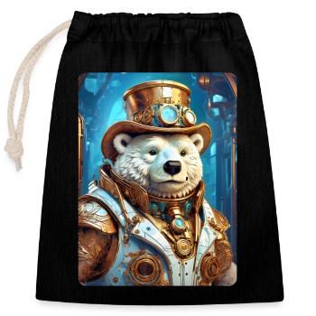 Steampunk Ice Bear 1.17 - Closable cotton gift bag (25x30cm) - black - Front