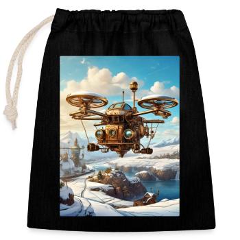 Steampunk Winter Landscape Drone 1.3 - Closable cotton gift bag (25x30cm) - black - Front