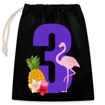 3rd Anniversary Flamingo - Closable cotton gift bag (25x30cm) - black - Front