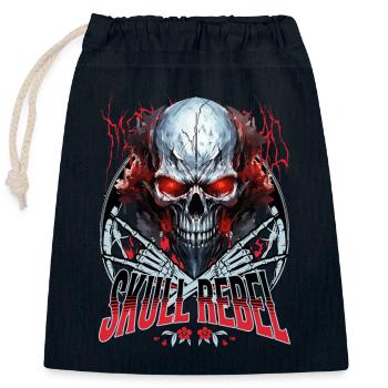 Crâne Crâne Squelette Moto Biker Gang - Sac cadeau en coton avec cordon (25 x 30 cm) - bleu marine - Devant