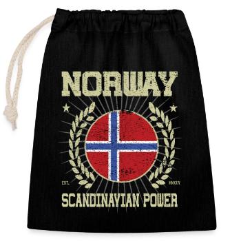 Design Cool Norvège - Sac cadeau en coton avec cordon (25 x 30 cm) - noir - Devant