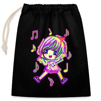 Cute Singer Dancer - Closable cotton gift bag (25x30cm) - black - Front