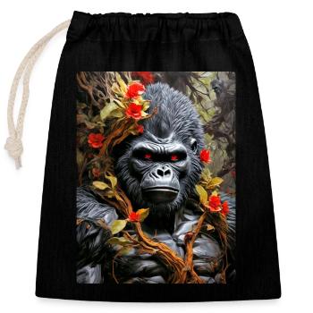 Gruselige Pflanzen Gorilla 1.12 - Verschließbarer Geschenkbeutel aus Baumwolle (25x30cm) - Schwarz - Vorne