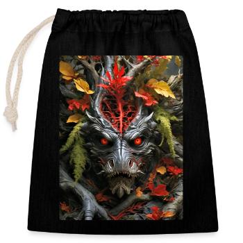 Spooky Plants Dino 1.1 - Closable cotton gift bag (25x30cm) - black - Front