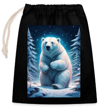 Winter Landscape Bears 1.5 - Closable cotton gift bag (25x30cm) - black - Front