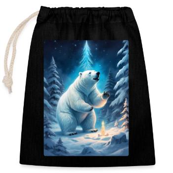 Winter Landscape Bears 1.6 - Closable cotton gift bag (25x30cm) - black - Front