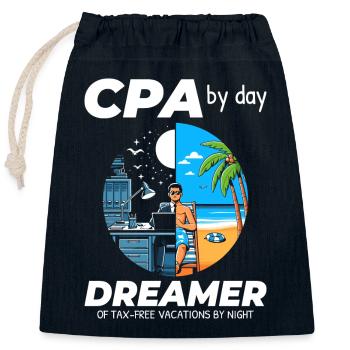 CPA Daydreams: Balancing Work and Bliss in Split - Closable cotton gift bag (25x30cm) - navy - Front