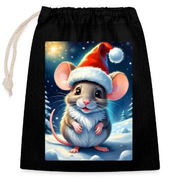 Winter Landscape Mouse 1.2 - Closable cotton gift bag (25x30cm) - black - Front