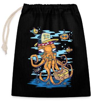 Marine Scene - Closable cotton gift bag (25x30cm) - black - Front