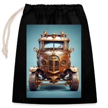 Steampunk Automobile 1.2 - Verschließbarer Geschenkbeutel aus Baumwolle (25x30cm) - Schwarz - Vorne
