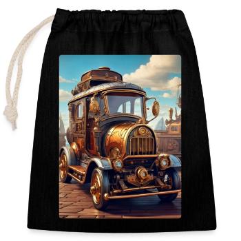 Automobile Steampunk 1.15 - Sac cadeau en coton avec cordon (25 x 30 cm) - noir - Devant