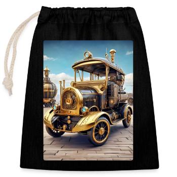 Steampunk Automobiles 1.12 - Sac cadeau en coton avec cordon (25 x 30 cm) - noir - Devant