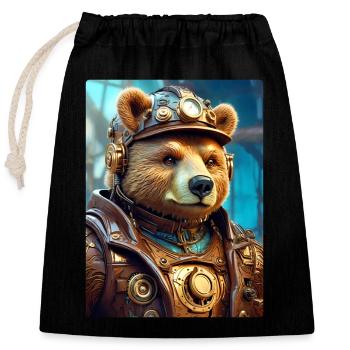 Steampunk Bear 1.17 - Closable cotton gift bag (25x30cm) - black - Front