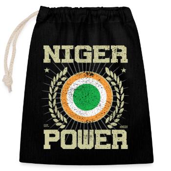 Cool Niger Design - Closable cotton gift bag (25x30cm) - black - Front