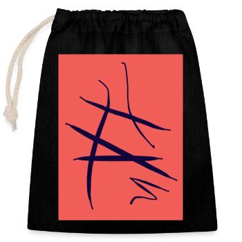Indigenous African abstraction in red blue - Closable cotton gift bag (25x30cm) - black - Front