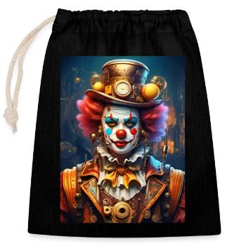 Clown Steampunk 1.23 - Sac cadeau en coton avec cordon (25 x 30 cm) - noir - Devant