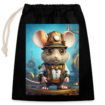 Steampunk Mouse 1.2 - Closable cotton gift bag (25x30cm) - black - Front