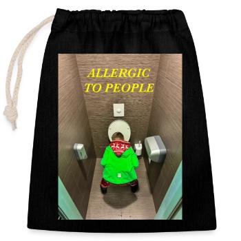 Allergique aux personnes - Sac cadeau en coton avec cordon (25 x 30 cm) - noir - Devant