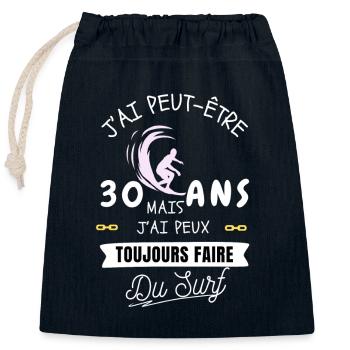30 ans et surf - Sac cadeau en coton avec cordon (25 x 30 cm) - bleu marine - Devant
