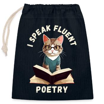 I speak fluent poetry - Closable cotton gift bag (25x30cm) - navy - Front