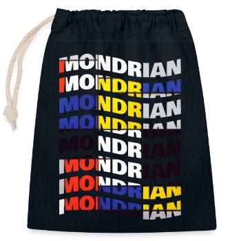 T-shirt effet texte vague Mondrian - Sac cadeau en coton avec cordon (25 x 30 cm) - bleu marine - Devant