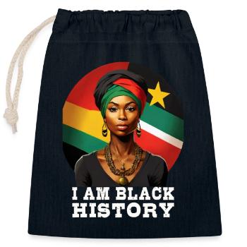 Ich bin Black History - Verschließbarer Geschenkbeutel aus Baumwolle (25x30cm) - Navy - Vorne