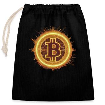 Solaire Bitcoin ardent - Sac cadeau en coton avec cordon (25 x 30 cm) - noir - Devant
