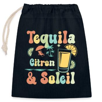 Tequila, citron et soleil - Sac cadeau en coton avec cordon (25 x 30 cm) - bleu marine - Devant