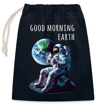 Good morning earth Astronaut - Closable cotton gift bag (25x30cm) - navy - Front