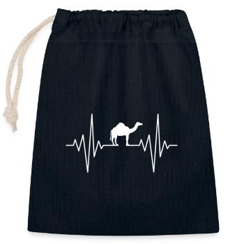 mein Herz schläft für Dromedar Design - Verschließbarer Geschenkbeutel aus Baumwolle (25x30cm) - Navy - Vorne