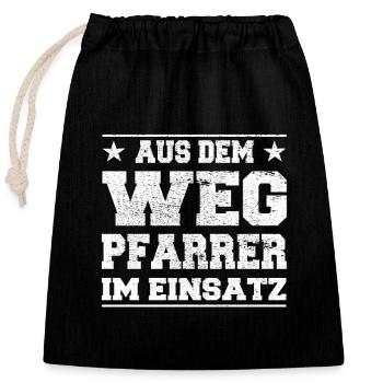 Aus dem Weg Pfarrer im Einsatz Design - Verschließbarer Geschenkbeutel aus Baumwolle (25x30cm) - Schwarz - Vorne