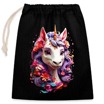Licorne Licorne V1 24 09 - Sac cadeau en coton avec cordon (25 x 30 cm) - noir - Devant