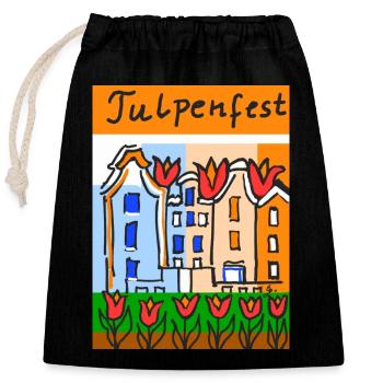 EG Tulipes I Festival des tulipes I Potsdam I Hollande IUrurlaub - Sac cadeau en coton avec cordon (25 x 30 cm) - noir - Devant