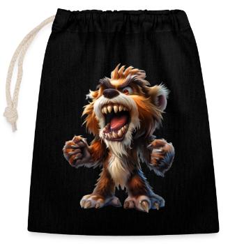 Bigfoot #lovely toons - Closable cotton gift bag (25x30cm) - black - Front