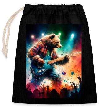 Bear in Concert - Closable cotton gift bag (25x30cm) - black - Front
