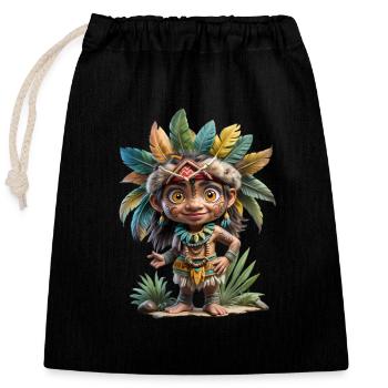 Inka boy #lovely toons - Closable cotton gift bag (25x30cm) - black - Front